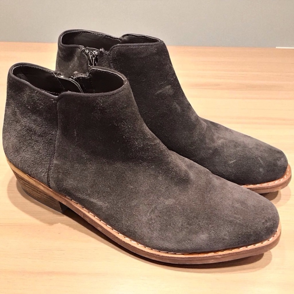 Sam Edelman Womens Mercer Ankle Boots‎ Size 7.5M Brown Suede Heeled Side Zip